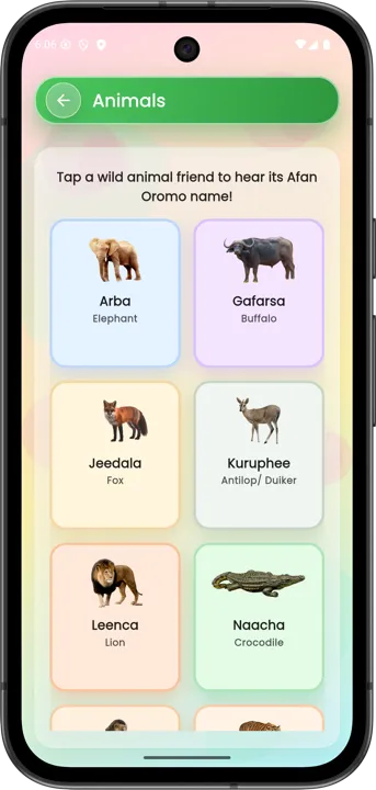 Animals learning screen on phone