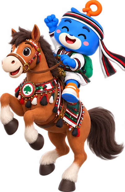 Bulloo the horse rearing with Qubee riding, dressed in traditional Oromo style