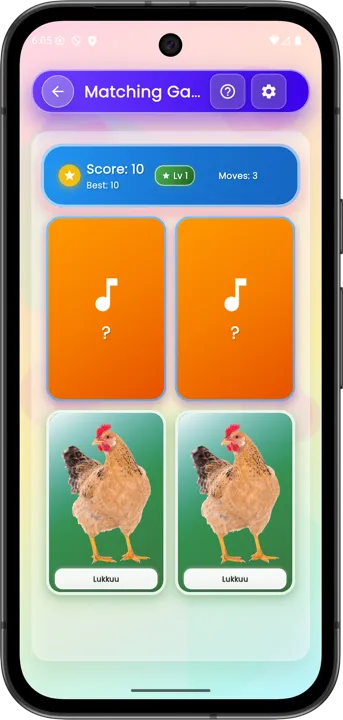 Oromo alphabet sound matching game for children learning Afaan Oromoo on phone